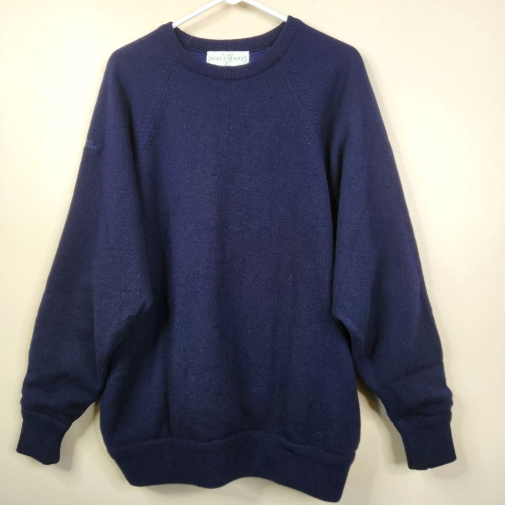 Vintage Lyle & Scott Long Sleeve Lambswool Pullover Sweater With Lining Large